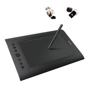 Huion H610 Pro Graphic Drawing Tablet 8192 Pen Pressure Sensitivity with Carrying Bag and Glove