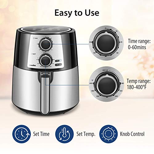 COMFEE’ 3.7QT Electric Air Fryer & Oilless Cooker with 8 Menus and Timer & Temperature Control, Nonstick Fry Basket with Stainless Steel Finish, Auto Shut-off, 1400W, BPA & PFOA Free | The Storepaperoomates Retail Market - Fast Affordable Shopping