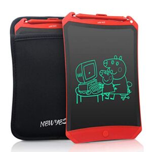 NEWYES Colorful Robot Pad 8.5 Inch LCD Writing Tablet with Lock Function Electronic Doodle Pads Drawing Board with Case and Lanyard Gifts for Kids Red