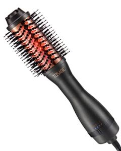 TOSAGE Hair Dryer Brush, Blow Dryer Brush-Far Infrared Heat & Negative Ion Blow Dryer Brush, Professional Hot Air Brush with Enhanced Titanium Barrel for Blow Drying-Black
