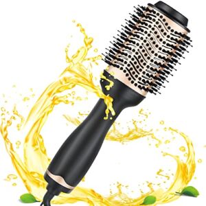 Hair Dryer Brush, Hot Air Brush, Professional Blow Dryer Brush, Gold Dryer and Volumizer with Negative Ionic for Straightening or Curling, Multifunctional Hair Dryer Styler for Women