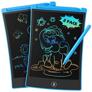 TEKFUN 2 Pack LCD Writing Tablet with 4 Stylus , 8.5in Erasable Doodle Board Mess Free Drawing Pad for Kids, Car Trip Educational Toys Birthday for 3 4 5 6 7 Girls Boys (2*Blue)