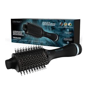 Revamp Progloss Perfect Blow Dry Volume & Shine Hot Air Styler – Hair Dryer Brush for Wet or Dry Styling – Ceramic Barrel Infused with Progloss Oils for Frizz-Free Shine – Auto-Off & 9’ Swivel Cord