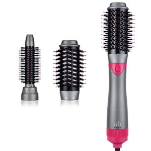 Hair Dryer Brush, with 2 Interchangeable Brush Head Hot Air Brush Kit, Negative Ionic Hair Dryer and Volumizer for Styling, Straightening and Reducing Frizz and Static