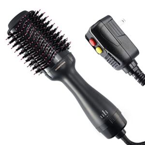 SHUNFUTONG Hair Dryer Brush : Hot Air Brush , One-Step Hair Dryer and Volumizer, Negative Ion Hot Air Comb, 4 in 1 Hair Dryer Brush for Drying, Straightening, Curling, Styling (Black)