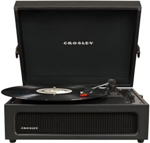 Crosley CR8017B-BK Voyager Vintage Portable Turntable with Bluetooth in/Out and Built-in Speakers, Black