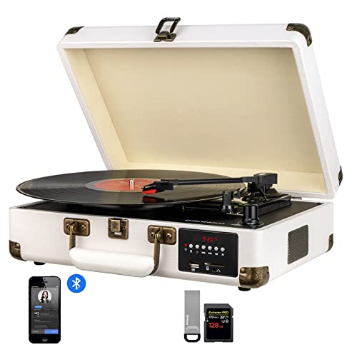 DIGITNOW Record Player, Turntable Suitcase with Multi-Function Bluetooth/FM Radio/USB and SD Card Port/Vinyl to MP3 Converter | The Storepaperoomates Retail Market - Fast Affordable Shopping