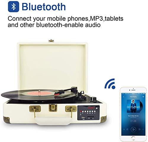 DIGITNOW Record Player, Turntable Suitcase with Multi-Function Bluetooth/FM Radio/USB and SD Card Port/Vinyl to MP3 Converter | The Storepaperoomates Retail Market - Fast Affordable Shopping