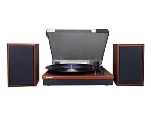 Sharp RP-TT70 Vinyl Record Player Turntable: 12″ 3-Speed Dual Bluetooth Turntable with Stereo Shelf Speakers