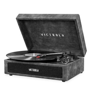 Victrola Vintage 3-Speed Bluetooth Portable Suitcase Record Player with Built-in Speakers | Upgraded Turntable Audio Sound| Includes Extra Stylus | Lambskin (VSC-580BT-LGR)