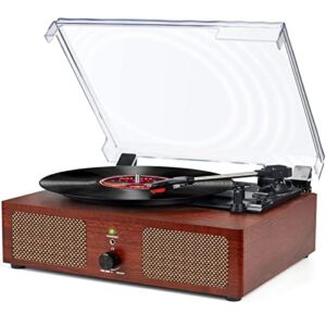 Vinyl Record Player with Speakers Wireless Vintage Turntable for Vinyl Records USB Portable 3-Speed Belt-Driven LP Phonograph Player Support USB RCA Output Aux Input Headphone Auto-Stop