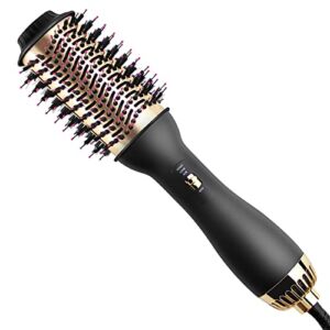 Hot Air Brush, Byzesou One Step Hair Dryer Brush, Hair Dryer Styler & Volumizer with Negative Ion Anti-frizz Blowout Ceramic Coating, 4-in-1 Blow Dryer Brush for Drying, Straightening, Curling, Salon
