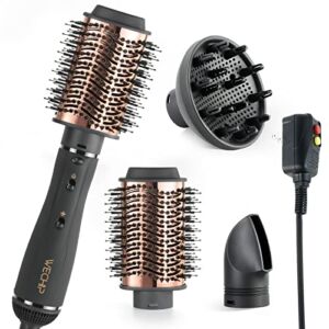 3 in 1 Hair Dryer Brush with Detachable Blow Dryer & Volumizer Diffuser, Hair Dryer Brush Blow Dryer Brush in One for Hair Drying Volumizing Straightening Curling Styling, Hot Air Brush Kit