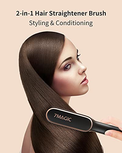 Hair Straightener Brush, Straightening Brush with 9 Temp Settings, 20s Fast Heating Hair Brush Straightener, 7MAGIC Brush Straightener with Anti-Scald & Auto-Off Safe for Women | The Storepaperoomates Retail Market - Fast Affordable Shopping
