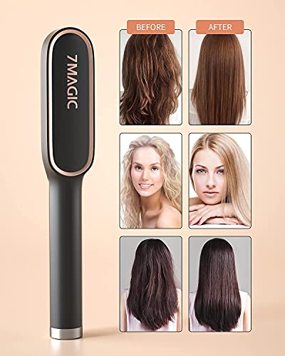 Hair Straightener Brush, Straightening Brush with 9 Temp Settings, 20s Fast Heating Hair Brush Straightener, 7MAGIC Brush Straightener with Anti-Scald & Auto-Off Safe for Women | The Storepaperoomates Retail Market - Fast Affordable Shopping