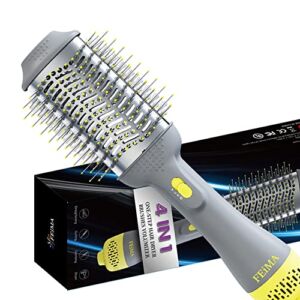 One Step Hair Dryer Brush Volumizer, 4 in 1 Ceramic Negative Ion Hot Air Brush, Blow Dryer Brush for Drying Straightening & Curling, Rubber Paint in Grey