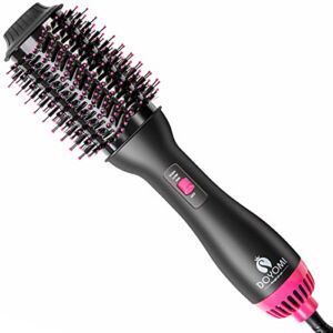 Hair Dryer Brush Blow Dryer Brush in One, 4 in 1 One Step Hair Dryer and Styler Volumizer with Anti-frizz Ceramic Barrel Negative Ion Hot Air Brush for Drying, Straightening, Curling 55MM Oval Shape