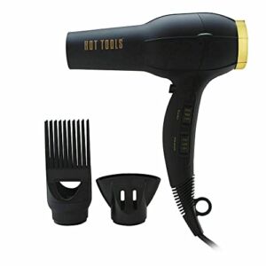 HOT TOOLS Professional 1875W Turbo Touch of Gold Ionic Dryer, Black / Gold