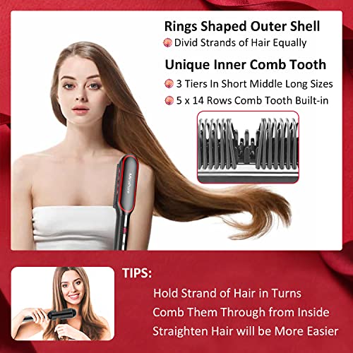 Hair Straightener Comb, Hair Straightener Brush, Anion Straightening Brush w/LED, 13 Settings 210℉-450℉ Fast Even Heating Dual Voltage Far Infrared, Women Gift | The Storepaperoomates Retail Market - Fast Affordable Shopping