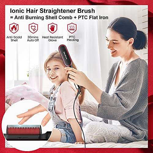 Hair Straightener Comb, Hair Straightener Brush, Anion Straightening Brush w/LED, 13 Settings 210℉-450℉ Fast Even Heating Dual Voltage Far Infrared, Women Gift | The Storepaperoomates Retail Market - Fast Affordable Shopping