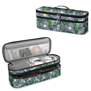 SITHON Double-Layer Travel Carrying Case for Revlon One-Step Hair Dryer/Volumizer/Styler, Water Resistant Storage Bag for Revlon, Hot Tools, TDYJWELL, Bongtai Hair Dryer Brush (Bag Only) (Blue Floral)