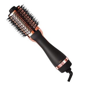 Small Type Hair Dryer and Styling Blow Dryer Professional Salon Hot Air Brush and Dryer 4-in-1 for Rotating Straightening & Curling Brush Hair Dryer with Comb for All Hair Type