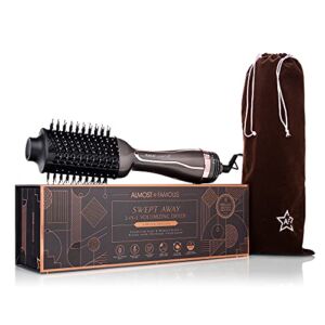 Almost Famous Swept Away 2-in-1 Volumizing Hair Dryer, Blowout Brush, Blow Dryer, Professional Beauty Tool Brush for Curler Straightener, Applicable for All Hair Type, Available Soft Case – Charcoal
