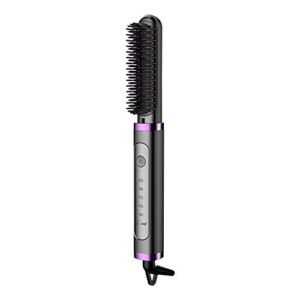 MEIYIXIN Ionic Hair Straightener Brush, Hair Straightener Comb with 5 Temperature Settings, Negative Ions Straightener Comb for Women, Fast Heating & Anti-Scald C903 (Black Purple)