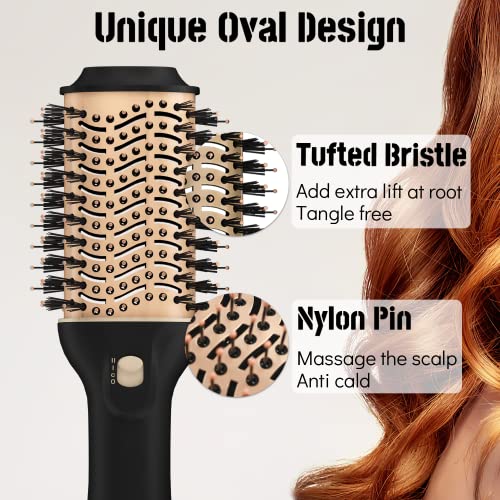2-in-1 Hair Dryer and Volumizer Hot Air Brush, WIZCHARK 75MM Oval Shape Blowout Hair Dryer Brush with Ion Generator, Ceramic Coating and Titanium Finish (Black Rose Gold) | The Storepaperoomates Retail Market - Fast Affordable Shopping