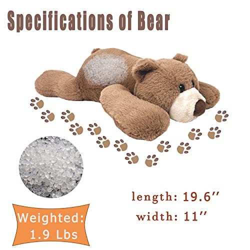 Brown Bear Weighted Stuffed Animals Throw Pillow 1.9lbs,19.6’‘ Weighted Plush for Anxiety Relief,Cute Weighted Stuffed Bear Gifts for Kids on Holiday or Birthday (Brown, Small) | The Storepaperoomates Retail Market - Fast Affordable Shopping