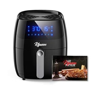 Air Fryer Oven Combo, 4.7QT Hot Oven Large Oilless Cooker, 360° Hot Air Circulation, LED Touch Screen with 6 Presets, Nonstick and Dishwasher Safe Square Design Basket, Recipes Included, Black (4.7 Qt)