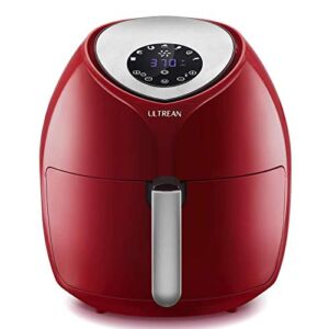 Ultrean Air Fryer 6 Quart, Large Family Size Electric Hot Airfryer XL Oven Oilless Cooker with 7 Presets, LCD Digital Touch Screen and Nonstick Detachable Basket,UL Certified,1700W (red)