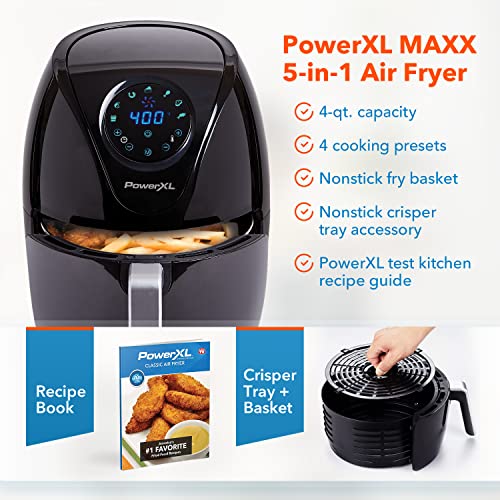PowerXL Air Fryer Maxx Classic 4 QT , Special Edition 2022, Extra Hot Air Fry, Cook, Crisp, Broil, Roast, Bake, High Gloss Finish, Black (4 Quart) | The Storepaperoomates Retail Market - Fast Affordable Shopping