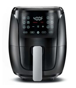 KuaJingKing BisiA 4 Qt Digital Air Fryer with Guided Cooking, One-Touch Cooking, Including air Fry, Bake and dehydrate, Dishwasher Safe, with Guided Cooking, Black