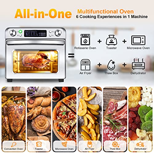 Air Fryer Oven, COOCHEER 26.5 QT Air fryer Toaster Oven Combo, Extra Large Convection Countertop Oven, Roast, Bake, Broil, Reheat, Fry Oil-Free, Accessories, Stainless Steel | The Storepaperoomates Retail Market - Fast Affordable Shopping