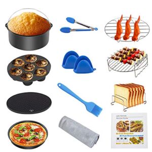 Air Fryer Accessories 8 inch,Air Fryer Kit,Set of 12 Fit all 4.2Qt-5.8Qt Air fryer,Pressure Cooker,Nonstick Coating,Special Wiping Cloth