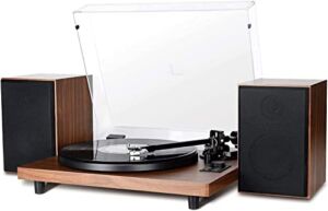 DIGITNOW Bluetooth Record Player for Vinyl with Speakers, Wireless Turntable with 36W High Fidelity Stereo Speakers,Wood Vinyl Player with Magnetic Cartridge & Adjustable Counter Weight,RCA output