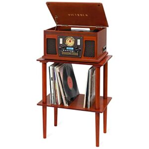 Victrola 8-in-1 Bluetooth Record Player & Multimedia Center, Built-in Stereo Speakers – Turntable, Wireless Music Streaming with Stand, Real Wood | Mahogany