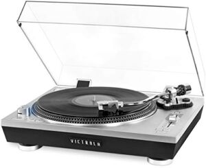Victrola Pro Series USB Record Player with 2-Speed Turntable and Dust Cover Silver (VPRO-2000-SLV)