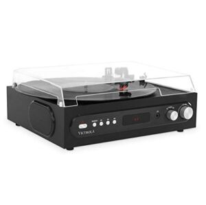 Victrola All-in-1 Bluetooth Record Player with Built in Speakers and 3-Speed Turntable Black (VTA-65-BLK)