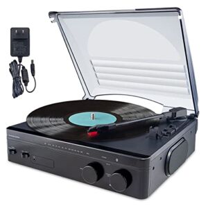 LUXSWAY Vinyl Record Player Bluetooth Turntable,FM Radio with 2 Built-in Stereo Speakers,33 45 78RPM Vintage Phonograph Player,Hi-Fi,3.5mm Headphone Jack,L/R Line Out Speaker,Dust Cover