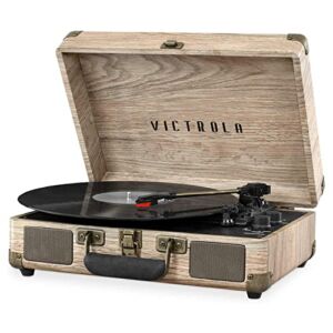 Victrola Vintage 3-Speed Bluetooth Portable Suitcase Record Player with Built-in Speakers | Upgraded Turntable Audio Sound| Includes Extra Stylus | Oatmeal (VSC-550BT-FOT)