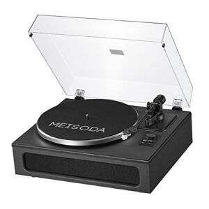 MEISODA High Fidelity Belt-Drive Turntable with 4 Built-in Speakers, Automatic Vinyl Record Player, Bluetooth Playback and Aux-in Function, 2 Speed, Magnetic Cartridge