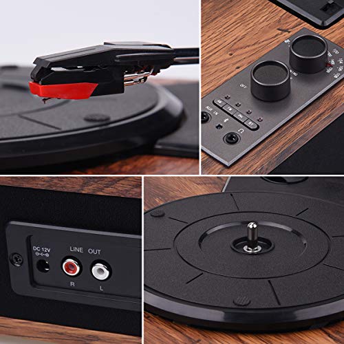 Record Player, VOKSUN Vintage Turntable 3-Speed Bluetooth Vinyl Player LP Record Player with Built-in Stereo Speaker, AM/FM Function,and Aux-in & RCA Output, Natural Wood | The Storepaperoomates Retail Market - Fast Affordable Shopping