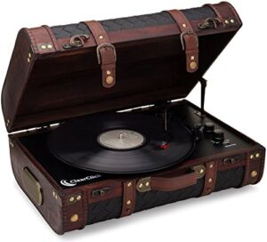 ClearClick Vintage Suitcase Turntable with Bluetooth & USB – Classic Wooden Retro Style