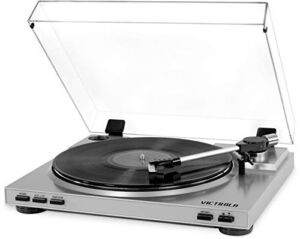 Victrola Pro USB Record Player with 2-Speed Turntable and Dust Cover, Silver (VPRO-3100-SLV)