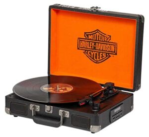 Harley-Davidson Vintage Portable Record Player, Bar & Shield Logo Trunk Inspired