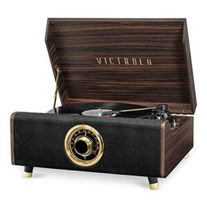 Victrola’s 4-in-1 Highland Bluetooth Record Player with 3-Speed Turntable with FM Radio, Espresso (VTA-330B-ESP)
