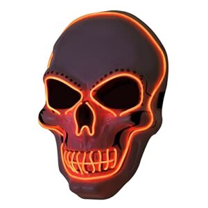 Zoylofg Halloween Cosplay LED Mask,Skull/Clown Scary Masks with 3 Lighting Modes,Rave Face Masks for Men Women, Costume for Halloween Party(Red)