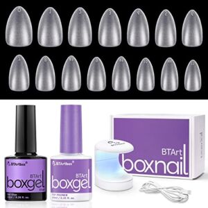 Gel X Nail Kit – BTArtbox Gel X Nail Tips and Glue Gel Kit, 300pcs Short Almond Soft Gel Nail Tips, Gel Nail Glue and Tip Primer with Nail Lamp Acrylic Nail Extension Kit